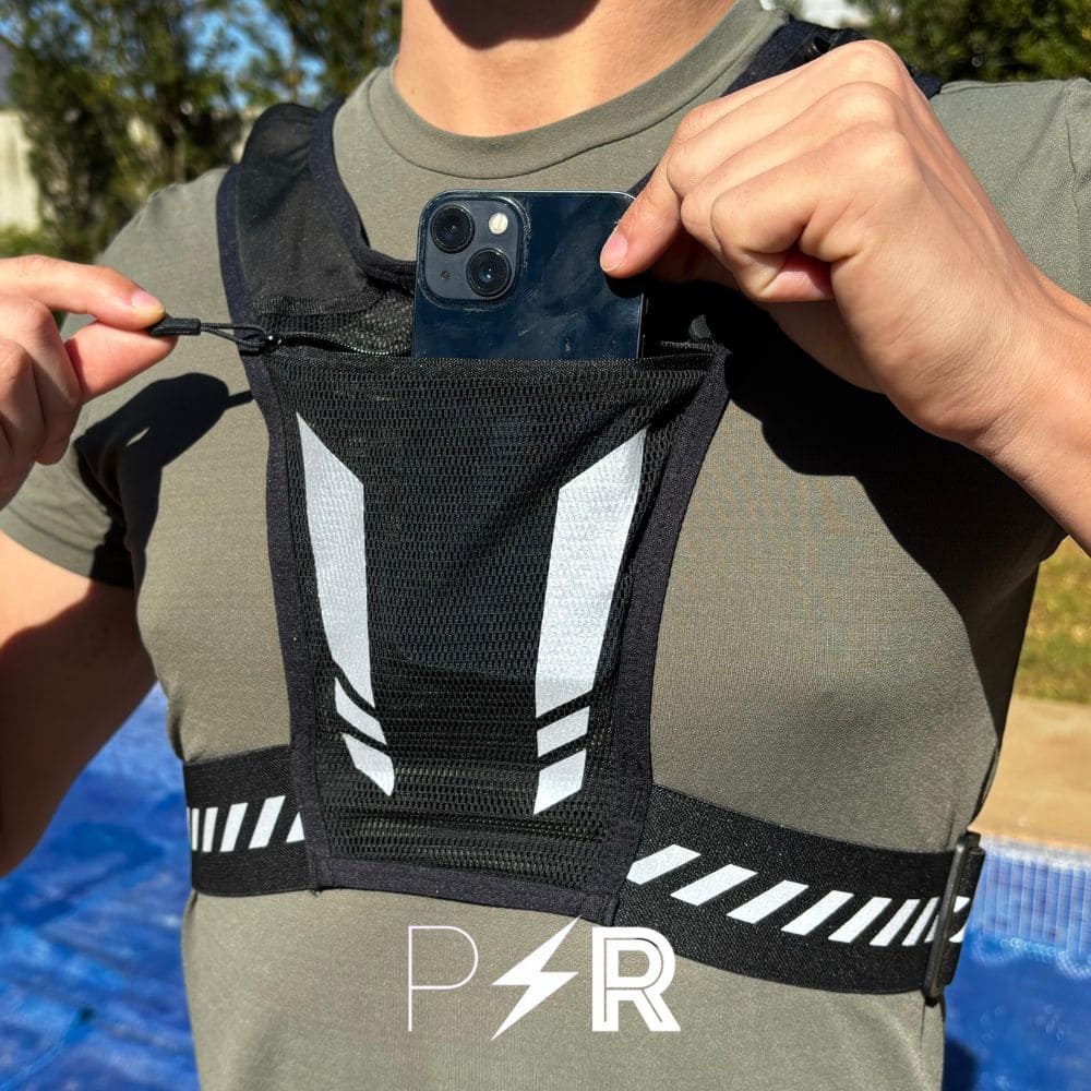Ultraleichte reflektierende Laufweste – PacePro + Gratis-Trinkflasche